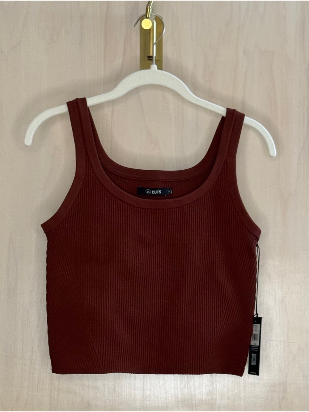 Cuts Clothing Ribbed Tank Top in Wine